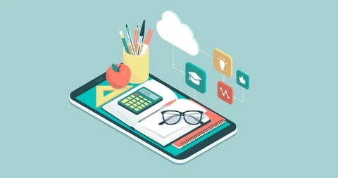 E-learning online app Stock Footage 91288687