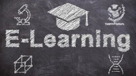 E-learning online classroom distance education training schooling  Illustrazione stock