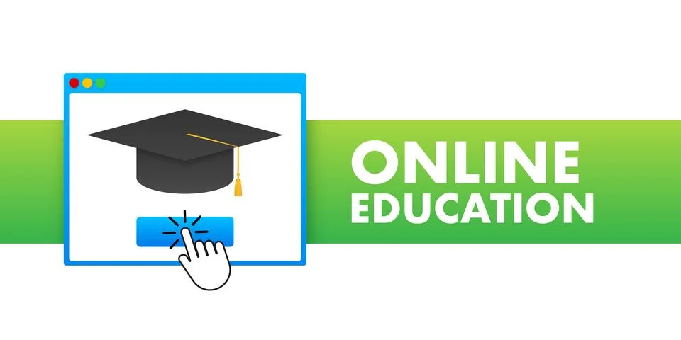 E-learning, Online education concept banner. Online training courses. Tutorials Illustrazione stock