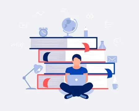 E-learning, online education design concept. 库存插图