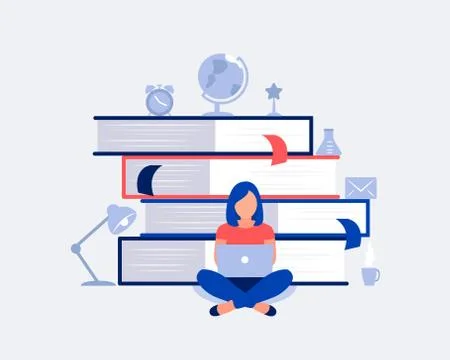E-learning, online education design concept. 库存插图