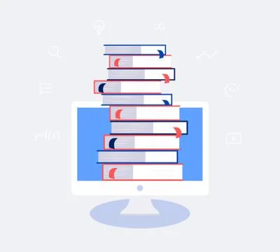 E-learning, online education design concept. Ilustración de archivo