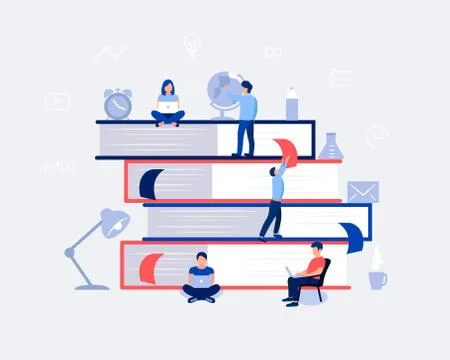 E-learning, online education design concept. 库存插图