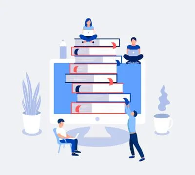 E-learning, online education design concept. 库存插图
