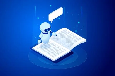 E-learning, Online Education at Home. Isometric concept for Digital Reading, E Illustrazione stock