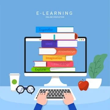 E-learning online education Stock Illustration