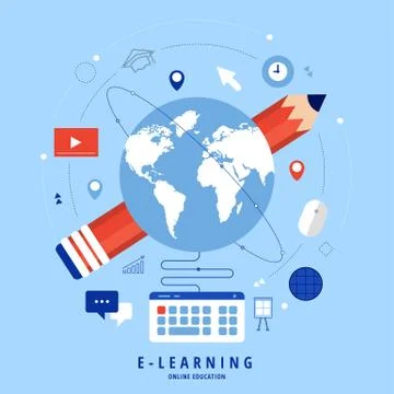 E-learning online education Stock Illustration