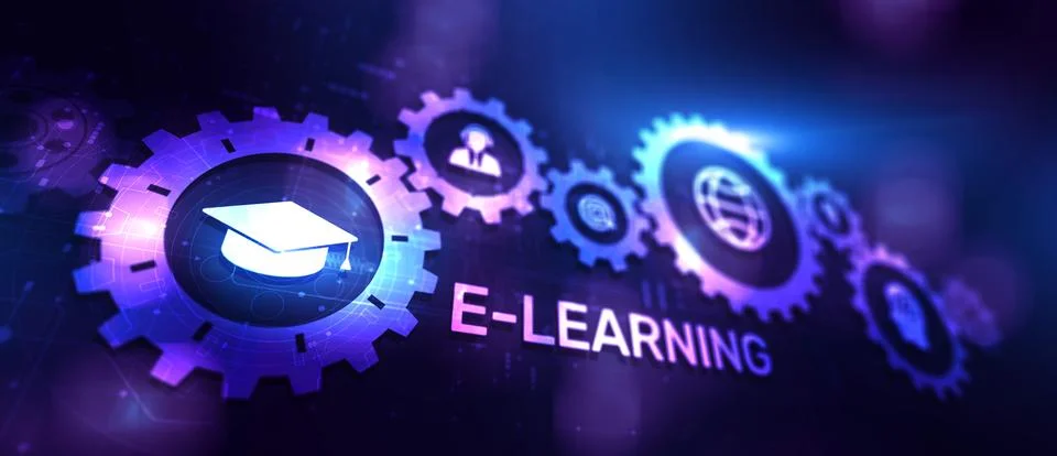 E-learning, Online education, internet studying. Business, technology and p.. Stock Illustration
