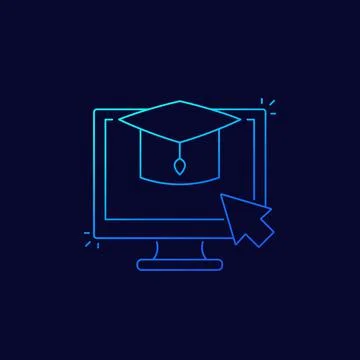 E-learning, online education, linear icon Stock Illustration