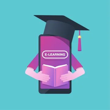E-learning - online education program for students Stock Illustration