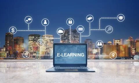 E-learning, online education technology Stock Photos