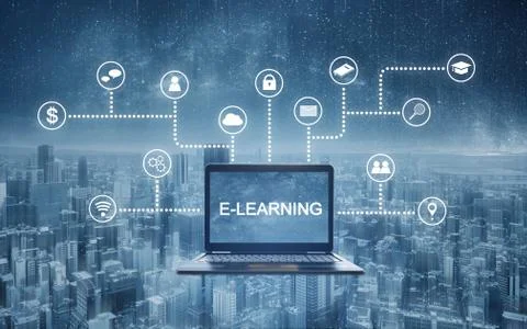 E-learning, online education technology Stock Photos