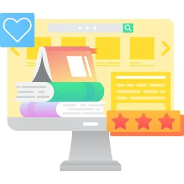 E-learning online pc platform flat icon vector Stock Illustration