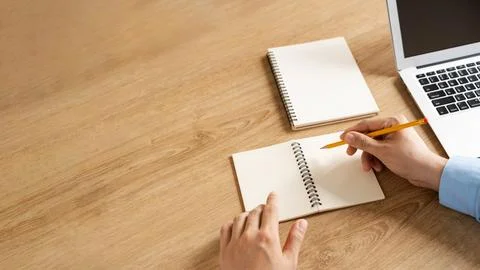 E-learning, online study concept. Student studying online class via laptop .. Foto stock