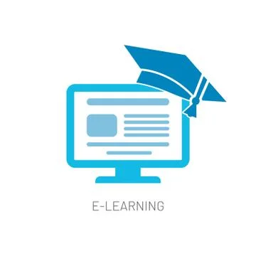 E-Learning Online Study Icon Isolated Stock Illustration