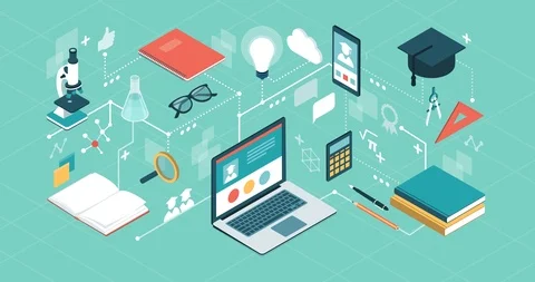 E-learning platform and educational apps Stock Footage 113228815