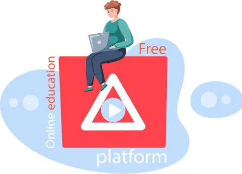 E-learning platform and online courses on laptop and smartphone, innovative free Illustrazione stock