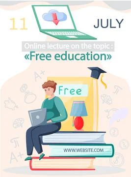 E-learning platform and online courses on laptop and smartphone, innovative free Illustrazione stock