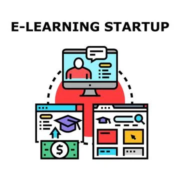E learning platform business development concept Illustrazione stock