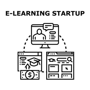 E learning platform business development concept Illustrazione stock