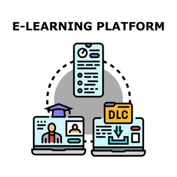 E learning platform connecting online education and digital courses Stock Illustration