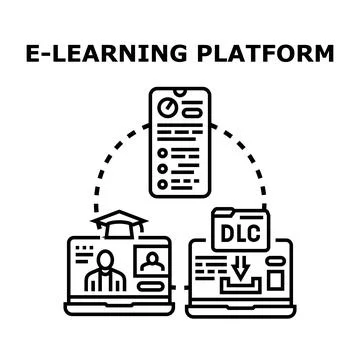 E learning platform connecting online education and digital courses Stock Illustration