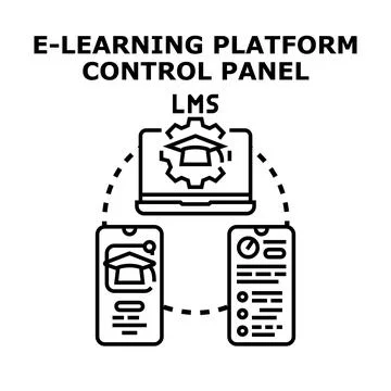 E learning platform connecting remote learning devices Illustrazione stock