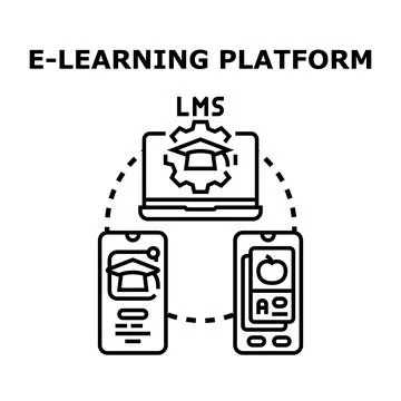 E learning platform connecting students and digital devices Stock Illustration