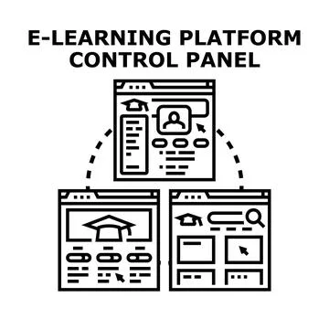 E learning platform control panel managing online education Stock Illustration