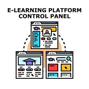 E learning platform control panel managing online education Stock Illustration