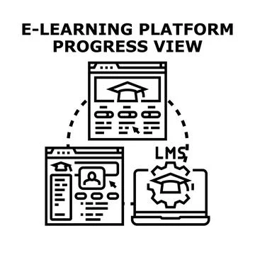 E learning platform managing online education programs Illustrazione stock