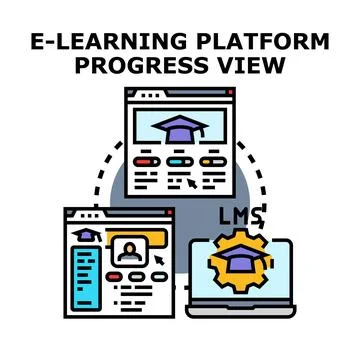 E learning platform managing online education programs Stock Illustration