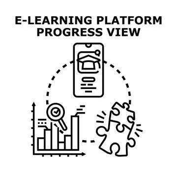 E learning platform progress view concept illustration Stock Illustration