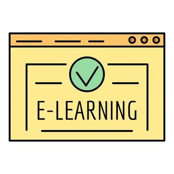E learning platform showing check mark for online education Illustrazione stock