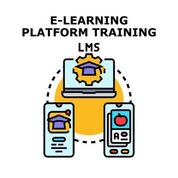 E learning platform training lms concept illustration Stock Illustration