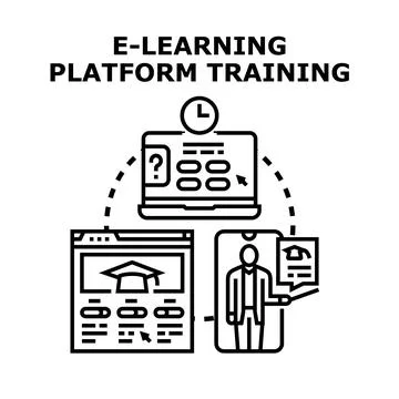 E learning platform training for online education development 스톡 일러스트