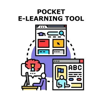 E learning pocket tool for distant education and knowledge Illustrazione stock