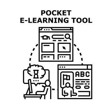 E learning pocket tool for distant education and knowledge Stockillustratie