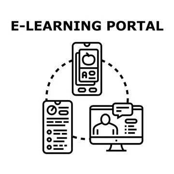 E learning portal connecting students with online education access Stock Illustration