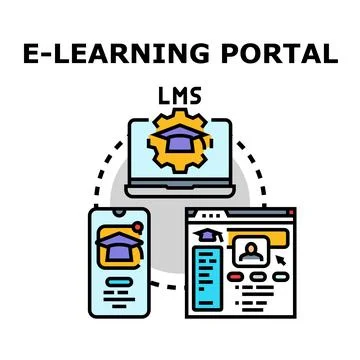 E learning portal supporting online education platforms Stock Illustration