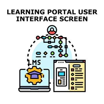 E learning portal user interface with digital content イラスト素材