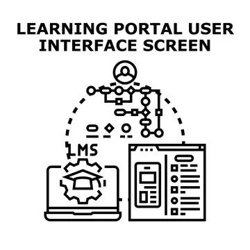 E learning portal user interface with digital content Stock Illustration