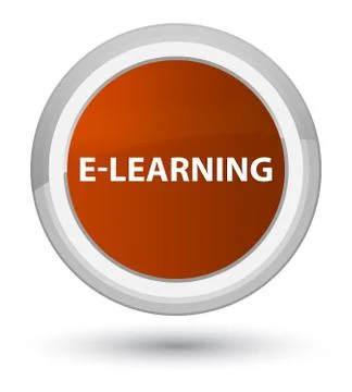 E-learning prime brown round button Stock Illustration