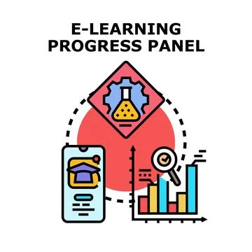 E learning progress panel with online performance analytics 库存插图