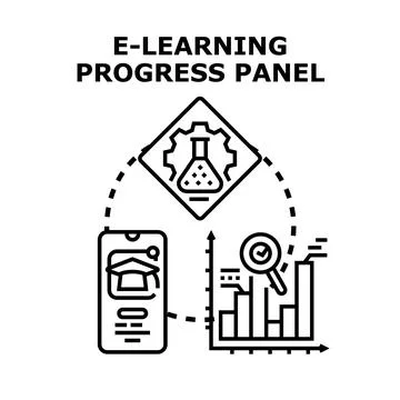 E learning progress panel with online performance analytics Stock Illustration