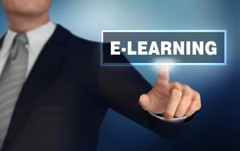 E learning   pushing concept 3d illustration Illustrazione stock