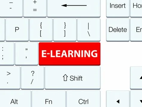 E-learning red keyboard button Stock Illustration