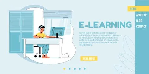 E-learning, remote study for children landing page Stock Illustration
