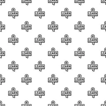 E learning seamless pattern showing online education concept Stock Illustration
