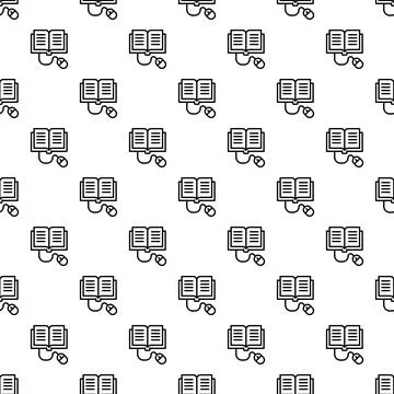 E learning seamless pattern showing book and mouse Stock Illustration
